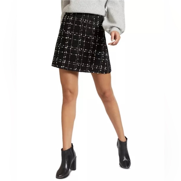 Ted Baker Chele Metallic Bouclé Tweed Women's Mini Skirt Black Size 5  (US 12) - Picture 1 of 13